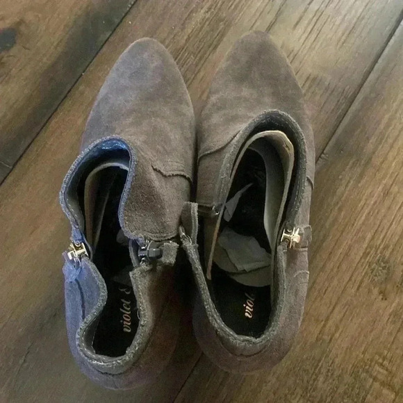 Violet & Red Carley, Grey Leather Suede Ankle Boots, Booties, Women Size 6 - Picture 5 of 7